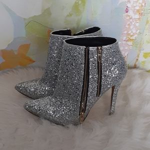 Silver Glitter Ankle Boots